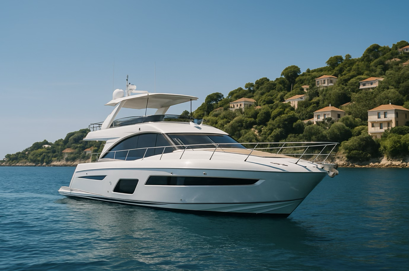 Yacht de luxe ancré dans une crique